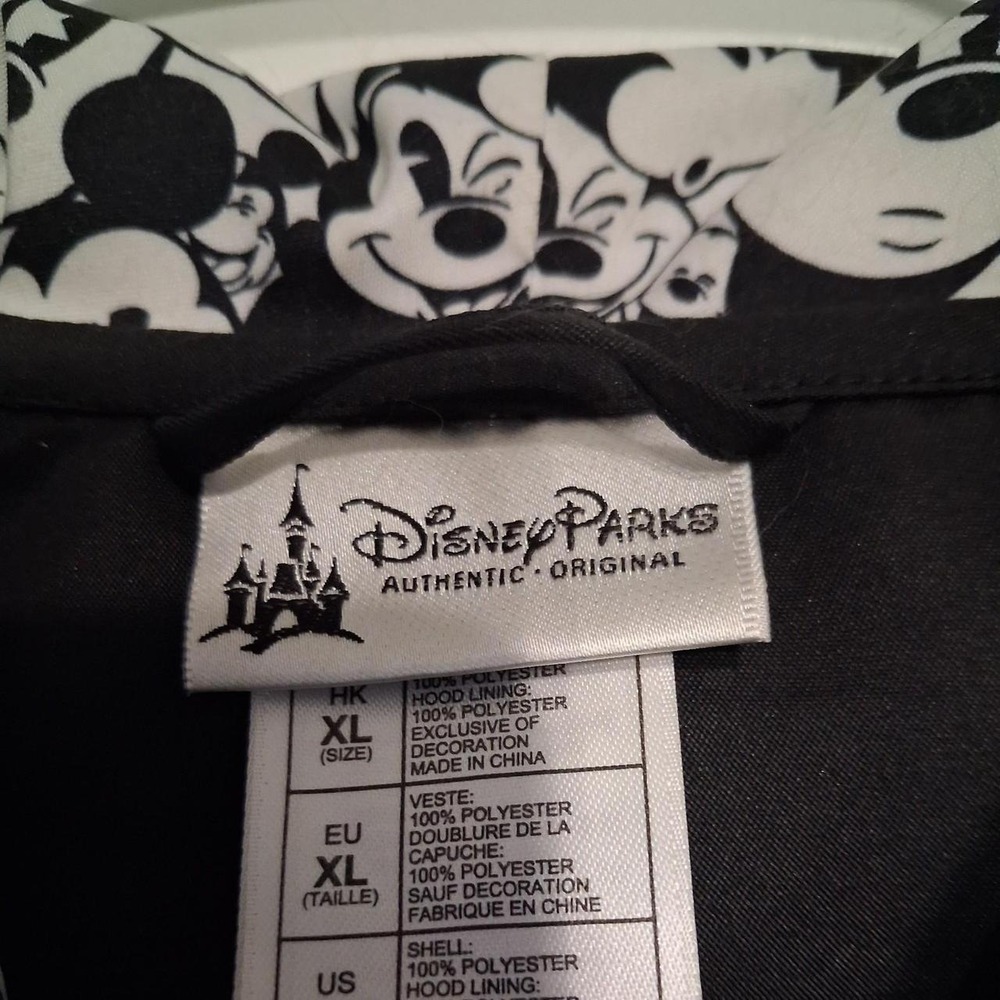 Disney Parks Jacket Mens XL Black Mickey Mouse Hooded Windbreaker Zip Up Coat - Picture 4 of 8